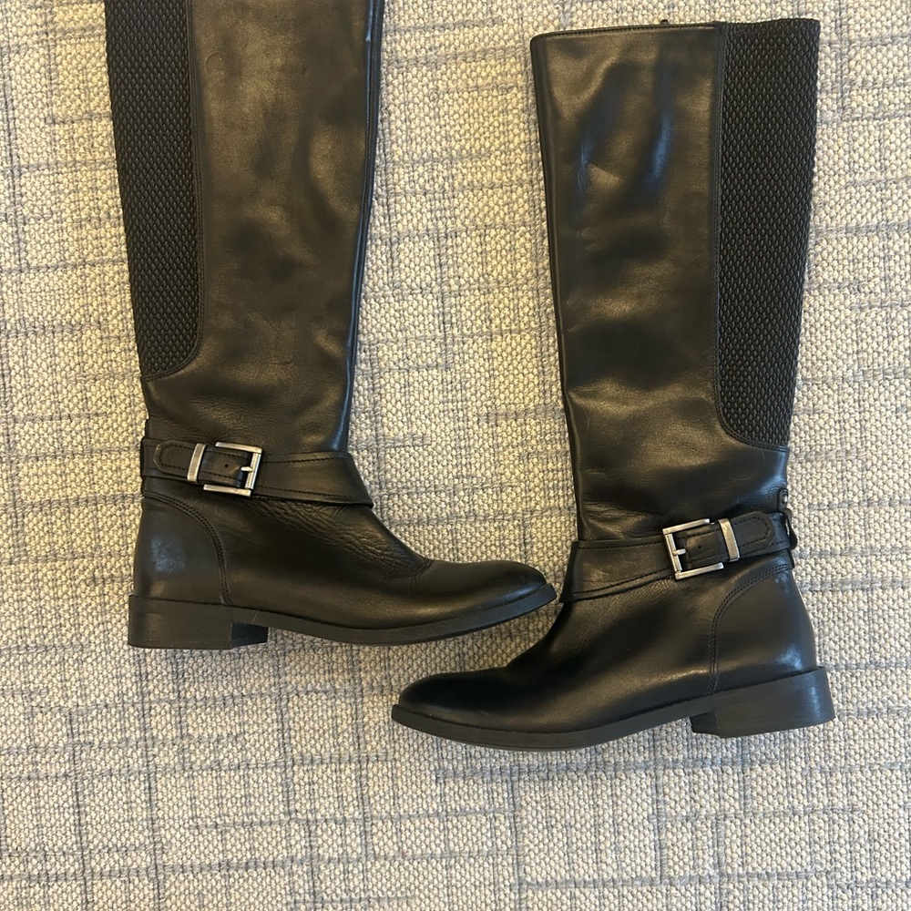 Black Leather Knee-High Boots